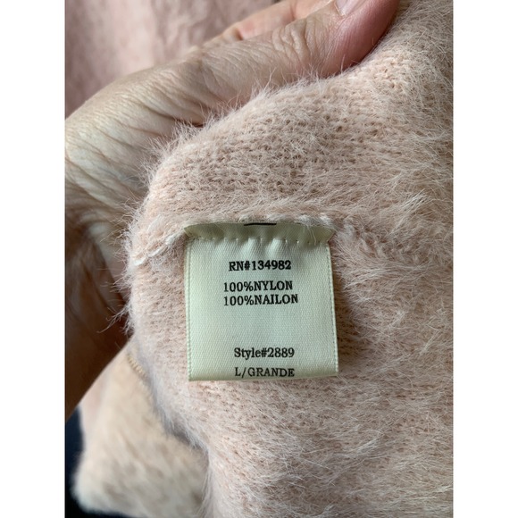 Freeway Fuzzy Knit Hooded Longline Cardigan Pink Long Sleeve Pockets Size L - Picture 3 of 8